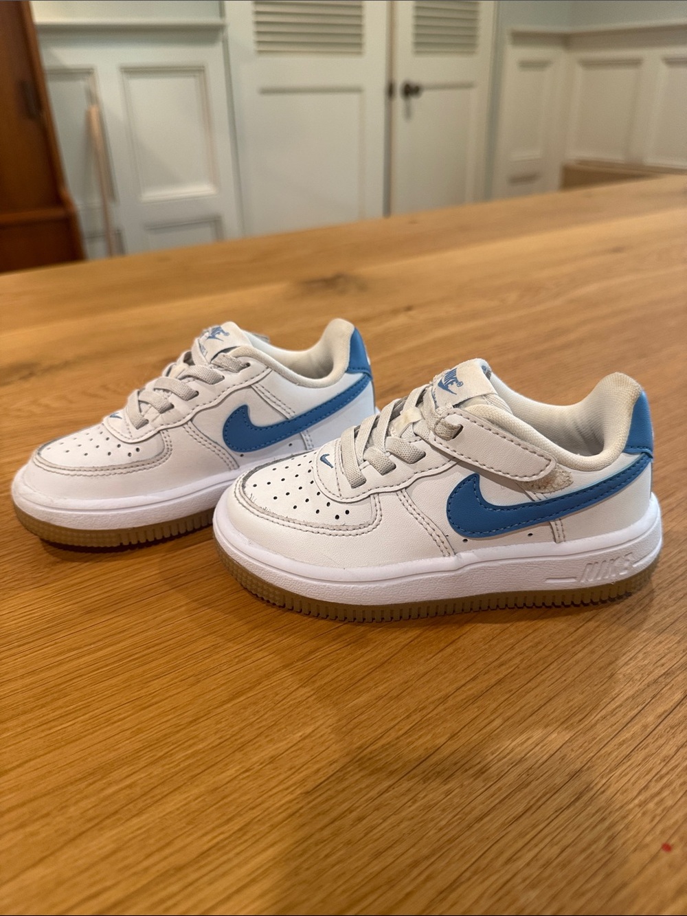 Nike Toddler Force 1 Low EasyOn Blue Beyond Gum Sneakers - Size 8C